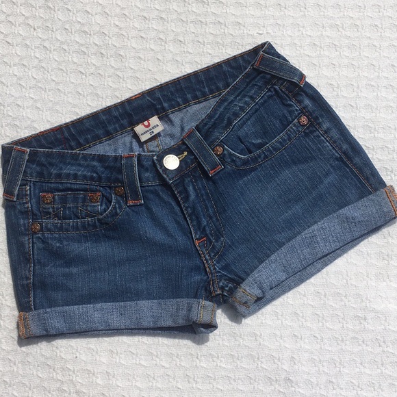 True Religion Pants - TRUE RELIGION MINI CUFFED JEAN SHORTS